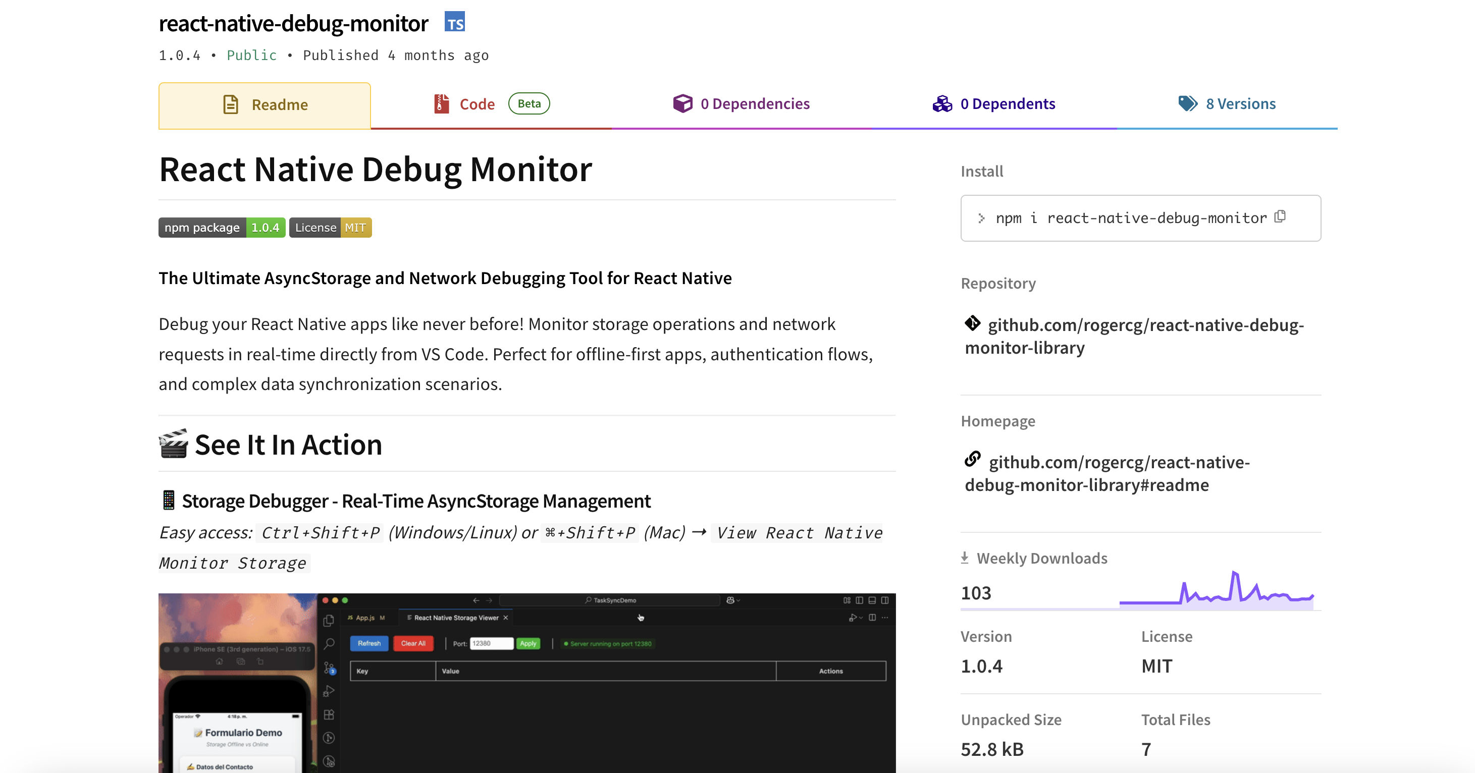 React Native Debug Monitor Library